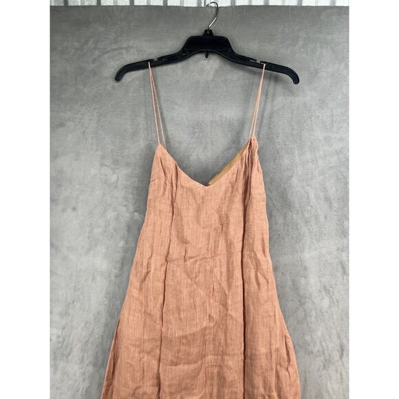 Rumer Mia Lace Dress Size Medium 100% Linen Open Back Maxi Dress in Maple - Picture 5 of 12